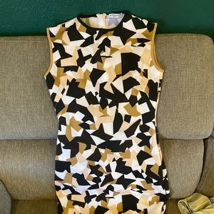 Givenchy White,Brown,Black(neutral)Geo Print dress
